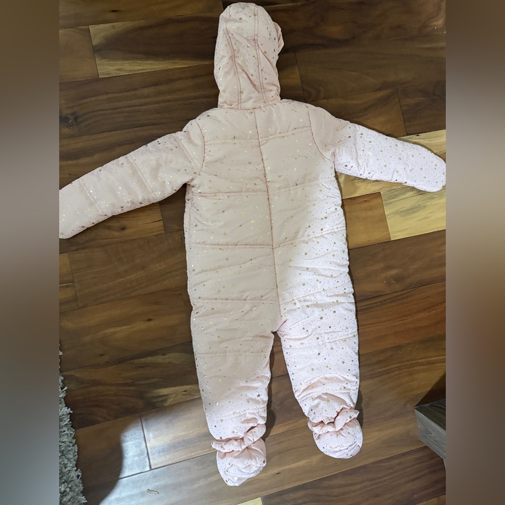 First Impressions Baby Girl Pink Star Snowsuit Hooded Sherpa Lined 24 Months - Picture 9 of 9